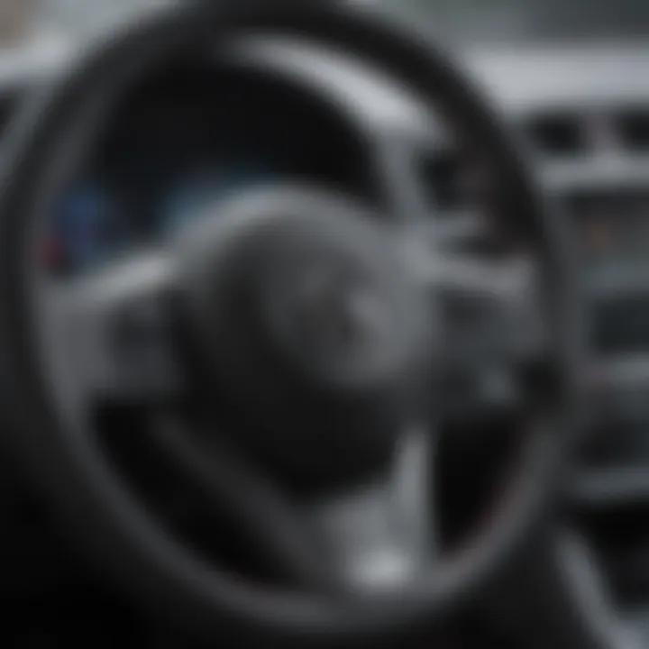 Close-up of Nissan steering wheel with Lane Keep Assist controls