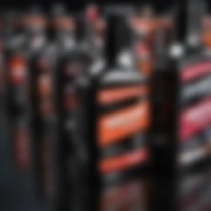 Different types of motor oil in containers with labels