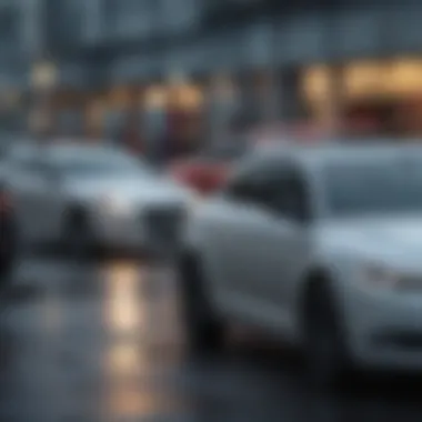 A congested rental car lot with limited availability