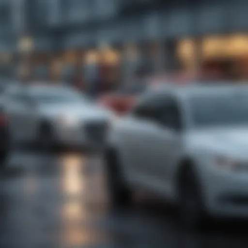 A congested rental car lot with limited availability