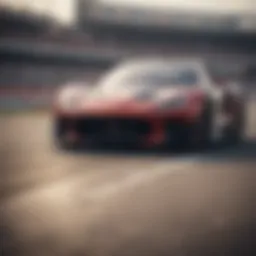 Dynamic view of a racing car on the track