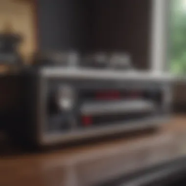 Modern audio equipment alongside a vintage cassette player