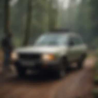 Mechanic working on a vintage Subaru Outback