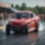 A high-speed drag racer launching off the starting line during the Virginia NHRA Nationals.