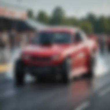 A high-speed drag racer launching off the starting line during the Virginia NHRA Nationals.