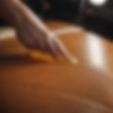 Close-up of Leather Honey being applied to a car interior.